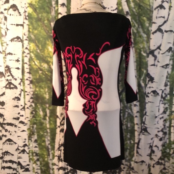 MT Collection XXL Asymmetric bl/wh hot pink Dress - Picture 3 of 8